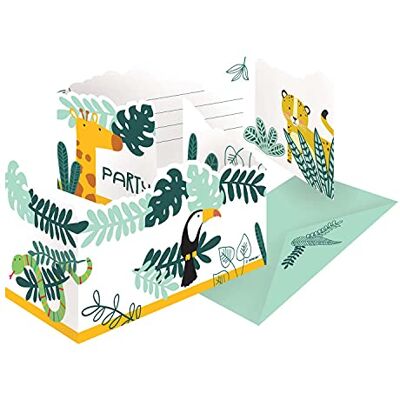 amscan 9909356 Get Wild uitnodigingskaarten met papieren enveloppen voor kinderverjaardag, 10239484, meerkleurig, eenheidsmaat amscan 9909356 Get Wild uitnodigingskaarten met papieren enveloppen voor kinderverjaardag, 10239484, meerkleurig, eenheidsmaat