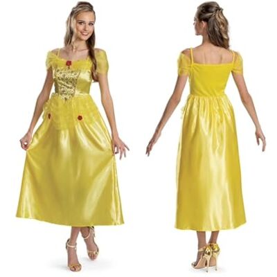 Disney Prinsessenkostuum Belle voor volwassenen, officiële verkleedkleding voor Belle en het Beest door Disguise, lijfje met patroon en detail, mesh-mouwen, voor maat 37-39 Disney Prinsessenkostuum Belle voor volwassenen, officiële verkleedkleding voor Belle en het Beest door Disguise, lijfje met patroon en detail, mesh-mouwen, voor maat 37-39