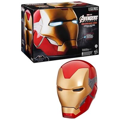 Hasbro Avengers Marvel Legends Series, Premium Iron Man elektronische helm met lichteffecten, Endgame, cosplay-speelgoed voor volwassenen Hasbro Avengers Marvel Legends Series, Premium Iron Man elektronische helm met lichteffecten, Endgame, cosplay-speelgoed voor volwassenen