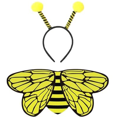 RELKLYU 1 paar bijenvleugels en 1 hoofdband, bijenkostuum, kostuumaccessoires, rollenspelaccessoires. RELKLYU 1 paar bijenvleugels en 1 hoofdband, bijenkostuum, kostuumaccessoires, rollenspelaccessoires.