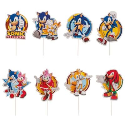 dekora , Sonic 16-delige verjaardagstaartdecoratieset 10,5 x 7 cm dekora , Sonic 16-delige verjaardagstaartdecoratieset 10,5 x 7 cm
