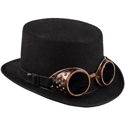 Boland 54500 Steamgoggle-hoed, cilinder, afneembare lasser, steampunk, moderne tijd, uitvinder, kostuum, carnaval, Halloween, themafeest Boland 54500 Steamgoggle-hoed, cilinder, afneembare lasser, steampunk, moderne tijd, uitvinder, kostuum, carnaval, Halloween, themafeest