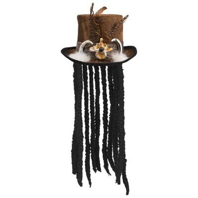 Boland Voodoo 72183 Buluku hoed met haren, uniseks, volwassenen, Eén maat, cilindrisch, met scheerhals, met band, tandapplicatie, veer Boland Voodoo 72183 Buluku hoed met haren, uniseks, volwassenen, Eén maat, cilindrisch, met scheerhals, met band, tandapplicatie, veer
