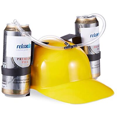 Relaxdays Feestdrank, buishelm, 2 bierblikjes, grappig artikel carnaval voetbal, geel, volwassenen, uniseks, 10022789_48, HLP 13 x 32 x 28 cm Relaxdays Feestdrank, buishelm, 2 bierblikjes, grappig artikel carnaval voetbal, geel, volwassenen, uniseks, 10022789_48, HLP 13 x 32 x 28 cm