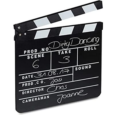 Relaxdays Filmklep, set van 2, Hollywood, film, klep, scènes, opschrift, decoratie, h x b x d: 26 x 30 x 30 cm, zwart Relaxdays Filmklep, set van 2, Hollywood, film, klep, scènes, opschrift, decoratie, h x b x d: 26 x 30 x 30 cm, zwart
