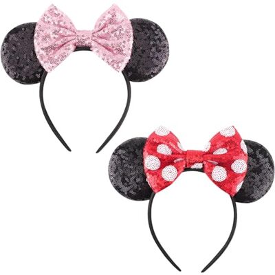 DRESHOW Muizenoren boog hoofdbanden pailletten party decoratie cosplay kostuum voor vrouwen DRESHOW Muizenoren boog hoofdbanden pailletten party decoratie cosplay kostuum voor vrouwen