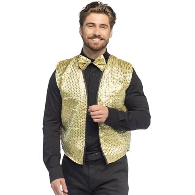 Boland Kostuumset voor volwassenen, vest en vlinderdas met pailletten, kostuumaccessoires, carnaval, Nieuwjaar, themafeest Boland Kostuumset voor volwassenen, vest en vlinderdas met pailletten, kostuumaccessoires, carnaval, Nieuwjaar, themafeest