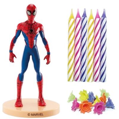 dekora Verjaardagstaartdecoratie, Spiderman-set van pvc met 10 taartkaarsen, aantrekkelijk design dekora Verjaardagstaartdecoratie, Spiderman-set van pvc met 10 taartkaarsen, aantrekkelijk design