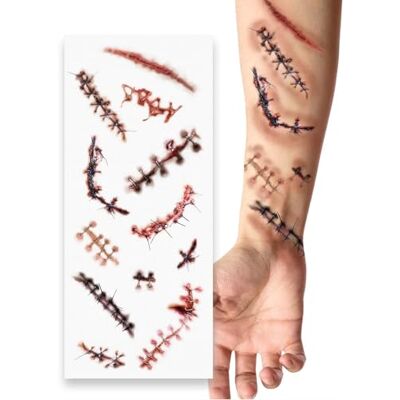 FIESTAS GUIRCA Rode littekentatoeage (30 x 13 cm) Make-up en FX voor Halloween, carnaval en kostuumfeesten Ideaal voor kinderen en volwassenen Rood FIESTAS GUIRCA Rode littekentatoeage (30 x 13 cm) Make-up en FX voor Halloween, carnaval en kostuumfeesten Ideaal voor kinderen en volwassenen Rood