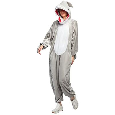 Boland Pluche haaienkostuum, uniseks, jumpsuit, onesie, kostuum voor carnaval en themafeest Boland Pluche haaienkostuum, uniseks, jumpsuit, onesie, kostuum voor carnaval en themafeest