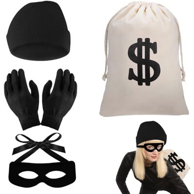 BUOSHUO Diefkostuum, inbreker, gevangene dief, geschikt voor bankkostuums, cosplay, carnaval, Halloween BUOSHUO Diefkostuum, inbreker, gevangene dief, geschikt voor bankkostuums, cosplay, carnaval, Halloween