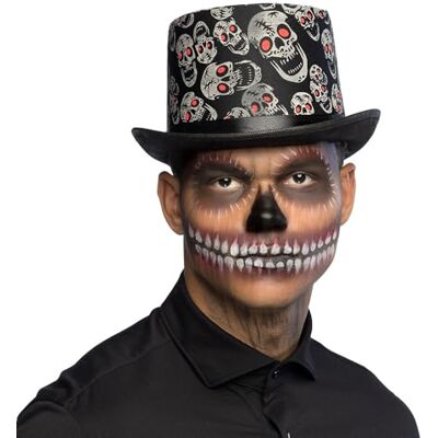 Boland 96997 – doodskop knipperlicht, Eén maat, volwassenen, heren, zwart, doodshoofd, skelet, Halloween, carnaval, themafeest Boland 96997 – doodskop knipperlicht, Eén maat, volwassenen, heren, zwart, doodshoofd, skelet, Halloween, carnaval, themafeest