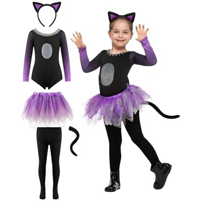 Spooktacular Creations Halloween kindermeisje, paars, zwart, tutu, kat, rok, kostuum voor feest (3T (3-4 jaar)) Spooktacular Creations Halloween kindermeisje, paars, zwart, tutu, kat, rok, kostuum voor feest (3T (3-4 jaar))