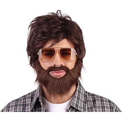 Bristol Novelty Hangover bruine pruik en baard Halloween Bristol Novelty Hangover bruine pruik en baard Halloween
