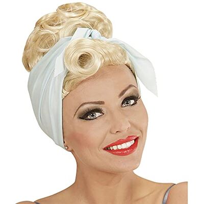 W WIDMANN MILANO Party Fashion Widmann 01851? Pin Up Pruik Girl Blond Rockabilly met Haarband Lichtblauw W WIDMANN MILANO Party Fashion Widmann 01851? Pin Up Pruik Girl Blond Rockabilly met Haarband Lichtblauw