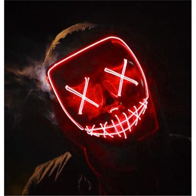 FASCHINFEVER Led-masker Purge controleerbaar kostuummasker voor Halloween, carnaval en carnaval als kostuum voor dames en heren (rode led) FASCHINFEVER Led-masker Purge controleerbaar kostuummasker voor Halloween, carnaval en carnaval als kostuum voor dames en heren (rode led)