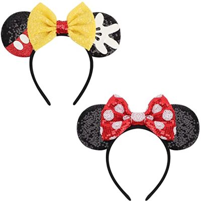 DRESHOW Muizenoren-boog hoofdbanden pailletten party decoratie cosplay kostuum voor meisjes en vrouwen, eenheidsmaat 2 stuks set 35 DRESHOW Muizenoren-boog hoofdbanden pailletten party decoratie cosplay kostuum voor meisjes en vrouwen, eenheidsmaat 2 stuks set 35