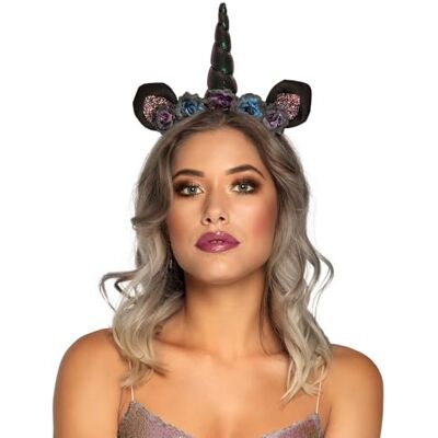 Boland 50029 Tiare Dark Unicorn Eenhoorn haarband met pailletten Voor volwassenen Hoorn met bloemen en oren Voor carnaval, Halloween, themafeest Boland 50029 Tiare Dark Unicorn Eenhoorn haarband met pailletten Voor volwassenen Hoorn met bloemen en oren Voor carnaval, Halloween, themafeest