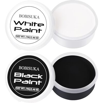 BOBISUKA Halloween zwart-wit gezichtsschilderset op oliebasis voor volwassenen, niet giftig, grote capaciteit, cosplay, clown, skelet, vampier, speciale effecten, make-up BOBISUKA Halloween zwart-wit gezichtsschilderset op oliebasis voor volwassenen, niet giftig, grote capaciteit, cosplay, clown, skelet, vampier, speciale effecten, make-up