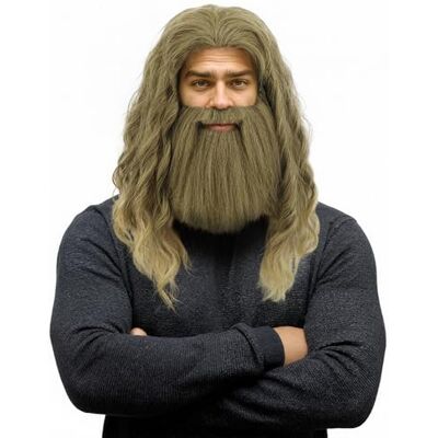 VGbeaty Pruik voor volwassenen, lang, krullend, goudbruin, snor, baard, pruik, cosplay, anime, kostuum, feest VGbeaty Pruik voor volwassenen, lang, krullend, goudbruin, snor, baard, pruik, cosplay, anime, kostuum, feest