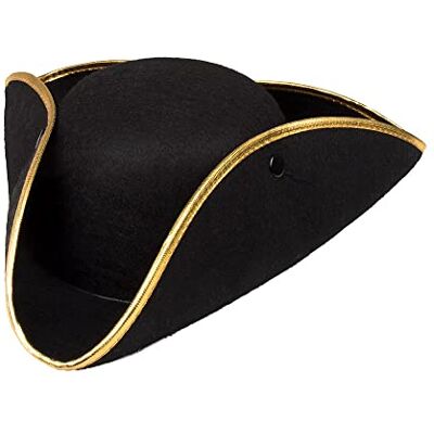 Boland Admiral Henry Piratenhoed, kostuumaccessoire, driehoornhoed voor volwassenen met gouden rand, ideaal voor piratenkostuums, carnaval, themafeesten en evenementen Boland Admiral Henry Piratenhoed, kostuumaccessoire, driehoornhoed voor volwassenen met gouden rand, ideaal voor piratenkostuums, carnaval, themafeesten en evenementen