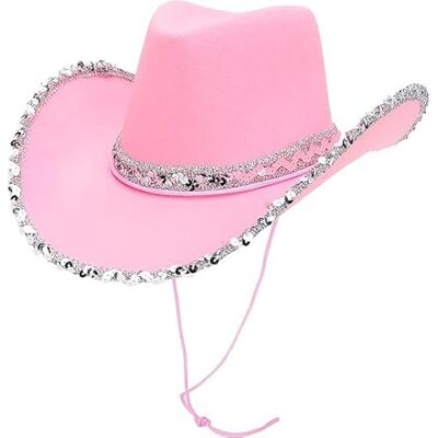 Toyland ® 38 cm (15 inch) Cowboyhoed met knipperende ledlampen en veren rand (roze) Toyland ® 38 cm (15 inch) Cowboyhoed met knipperende ledlampen en veren rand (roze)