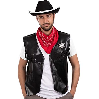 Funidelia Cowboyset voor heren, cowboys, Indianen, westerns, accessoires voor volwassenen, verkleedaccessoires, bruin Funidelia Cowboyset voor heren, cowboys, Indianen, westerns, accessoires voor volwassenen, verkleedaccessoires, bruin