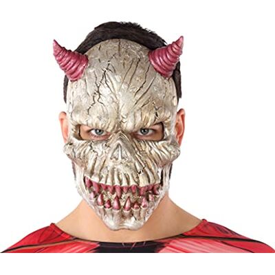ATOSA 62381 demonenmasker met hoorns en tanden, fuchsia ATOSA 62381 demonenmasker met hoorns en tanden, fuchsia