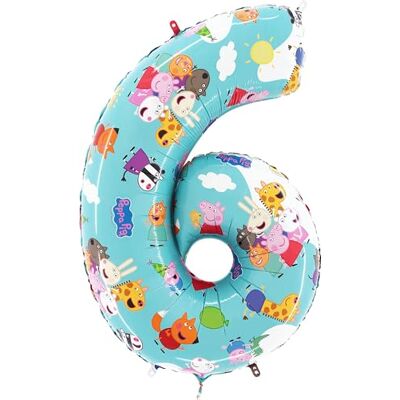 Toyland ® Peppa Pig, George & Friends folieballon in de vorm van een cijfer 66 cm, feestballonnen voor kinderen, nummer 1 tot 6 verkrijgbaar Toyland ® Peppa Pig, George & Friends folieballon in de vorm van een cijfer 66 cm, feestballonnen voor kinderen, nummer 1 tot 6 verkrijgbaar