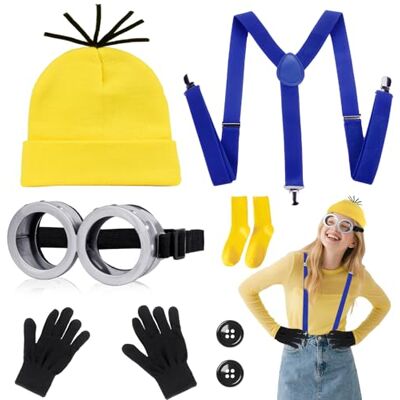 HA BIN Set van 6 carnavalskostuums, kostuumaccessoires, 1 hoed, 1 bril, 1 paar bandjes, 2 sokken met 2 knopen, voor Halloween-feest, kerstcarnaval, cosplay HA BIN Set van 6 carnavalskostuums, kostuumaccessoires, 1 hoed, 1 bril, 1 paar bandjes, 2 sokken met 2 knopen, voor Halloween-feest, kerstcarnaval, cosplay