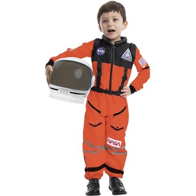 Spooktacular Creations NASA Astronaut pilotenkostuum met beweegbare helm voor kinderen, oranje, maat M (8-10 jaar) Spooktacular Creations NASA Astronaut pilotenkostuum met beweegbare helm voor kinderen, oranje, maat M (8-10 jaar)