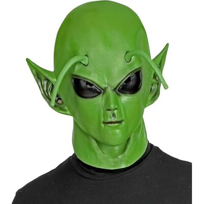 W WIDMANN MILANO Party Fashion Widmann 01024 volledig hoofdmasker, groen, alien, Halloween, carnaval, themafeest W WIDMANN MILANO Party Fashion Widmann 01024 volledig hoofdmasker, groen, alien, Halloween, carnaval, themafeest