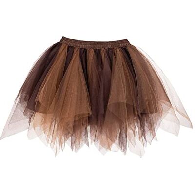 Boland 01769 premium onderrok bruin taupe 3 lagen stretch taille mini rok steampunk kostuum carnaval party motto Boland 01769 premium onderrok bruin taupe 3 lagen stretch taille mini rok steampunk kostuum carnaval party motto