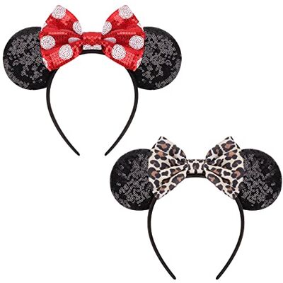 DRESHOW Muizenoren-boog hoofdbanden pailletten party decoratie cosplay kostuum voor meisjes en vrouwen, set van 2 stuks 41, eenheidsmaat DRESHOW Muizenoren-boog hoofdbanden pailletten party decoratie cosplay kostuum voor meisjes en vrouwen, set van 2 stuks 41, eenheidsmaat