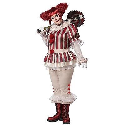 California Costumes Sadistisch clown-kostuum voor dames, maat L, Rood, Wit California Costumes Sadistisch clown-kostuum voor dames, maat L, Rood, Wit