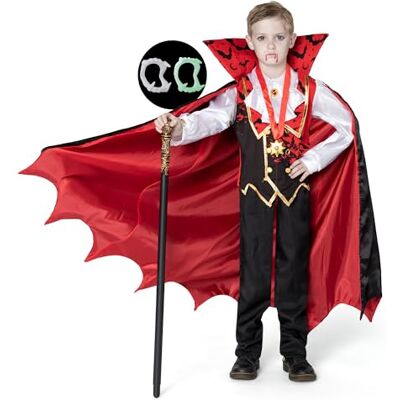 Spooktacular Creations Spooktacular Darkness Deluxe vampierkostuum voor jongens, gothic jurk voor kinderen, Halloween, cosplay, S (5-7 jaar). Spooktacular Creations Spooktacular Darkness Deluxe vampierkostuum voor jongens, gothic jurk voor kinderen, Halloween, cosplay, S (5-7 jaar).