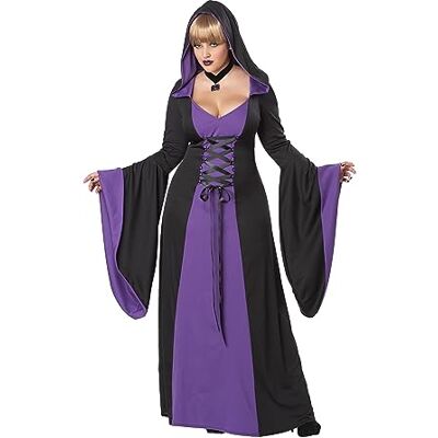 California Costumes 1702 Deluxe badjas voor volwassenen, met capuchon, paars/zwart, maat XXXL California Costumes 1702 Deluxe badjas voor volwassenen, met capuchon, paars/zwart, maat XXXL