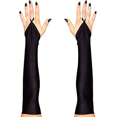 W WIDMANN MILANO Party Fashion Black FINGERLESS SATIN GLOVES 43 cm" (One Size past de meeste volwassenen) W WIDMANN MILANO Party Fashion Black FINGERLESS SATIN GLOVES 43 cm" (One Size past de meeste volwassenen)