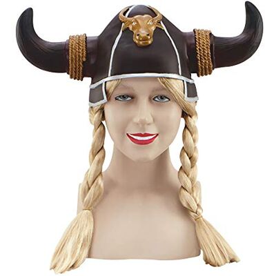 Bristol Novelty BH210 Vikinghelm voor dames, met blonde vlecht, Eén maat Bristol Novelty BH210 Vikinghelm voor dames, met blonde vlecht, Eén maat