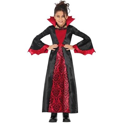FIESTAS GUIRCA Vampierkostuum voor kinderen (7-9/jaar), vampierkostuum voor Halloween, carnaval en kostuumfeesten, ideaal voor meisjes, zwart/bordeaux FIESTAS GUIRCA Vampierkostuum voor kinderen (7-9/jaar), vampierkostuum voor Halloween, carnaval en kostuumfeesten, ideaal voor meisjes, zwart/bordeaux