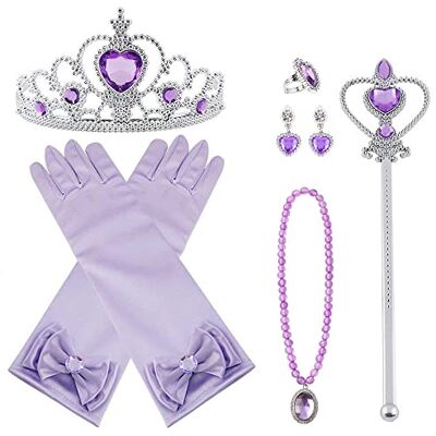 Vicloon Princess Dress Up, 9 stuks prinses verkleedaccessoires, meisjes, diadeem, kroon, prinses, toverstaf, halsketting, handschoenen, gespen, oorbellen, voor cosplay, carnaval, verjaardagsfeest Vicloon Princess Dress Up, 9 stuks prinses verkleedaccessoires, meisjes, diadeem, kroon, prinses, toverstaf, halsketting, handschoenen, gespen, oorbellen, voor cosplay, carnaval, verjaardagsfeest