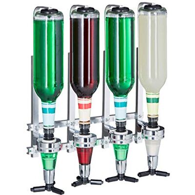 Relaxdays Flessenhouder Wand, H x B x D: 36 x 35,5 x 11 cm, Voor 4 Flessen Jenever, Limonade, Drankdispenser, Zilver Relaxdays Flessenhouder Wand, H x B x D: 36 x 35,5 x 11 cm, Voor 4 Flessen Jenever, Limonade, Drankdispenser, Zilver