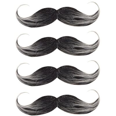 CWPFVQA Set van 4 kunstbaarden, zwarte snorren, zelfklevende kunstbaarden, imitatie baard voor mannen, retro baard uit de jaren 80, geschikt voor make-up, make-up CWPFVQA Set van 4 kunstbaarden, zwarte snorren, zelfklevende kunstbaarden, imitatie baard voor mannen, retro baard uit de jaren 80, geschikt voor make-up, make-up