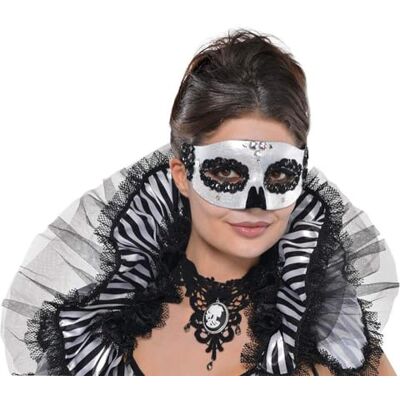 amscan 841323-55 (Box6) Venetiaans masker zwart en bot amscan 841323-55 (Box6) Venetiaans masker zwart en bot