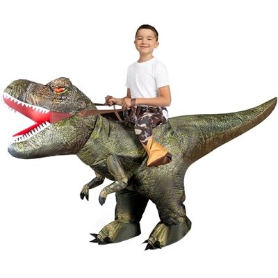 Spooktacular Creations T-Rex Grappig opblaasbaar luchtwolk dinosauruskostuum digitaal bedrukt voor Halloween-feest Groen Spooktacular Creations T-Rex Grappig opblaasbaar luchtwolk dinosauruskostuum digitaal bedrukt voor Halloween-feest Groen