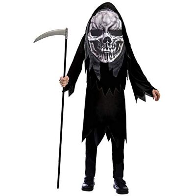 amscan 9907124 Grim Reaper, jurk, masker, Big Head skelet, themafeest, carnaval, Halloween, zwart en wit, 8-10 jaar amscan 9907124 Grim Reaper, jurk, masker, Big Head skelet, themafeest, carnaval, Halloween, zwart en wit, 8-10 jaar