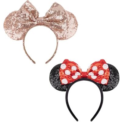 DRESHOW Muizenoren boog hoofdbanden pailletten party decoratie cosplay kostuum voor vrouwen DRESHOW Muizenoren boog hoofdbanden pailletten party decoratie cosplay kostuum voor vrouwen