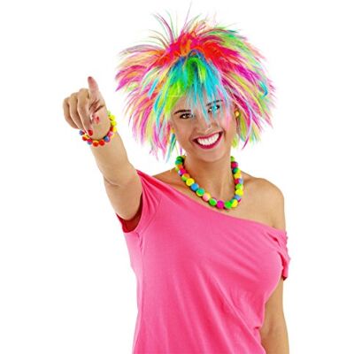 Folat 26726, polyester, regenboogpruik, meerkleurig, crêpe Folat 26726, polyester, regenboogpruik, meerkleurig, crêpe