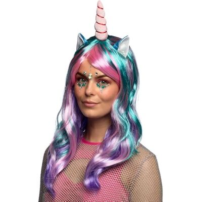 Boland 85818 Eenhoorn Daydream Pruik met oren en hoorn, glad lang haar, carnaval, Halloween, Mardi Gras, themafeest, kostuum, theater Boland 85818 Eenhoorn Daydream Pruik met oren en hoorn, glad lang haar, carnaval, Halloween, Mardi Gras, themafeest, kostuum, theater