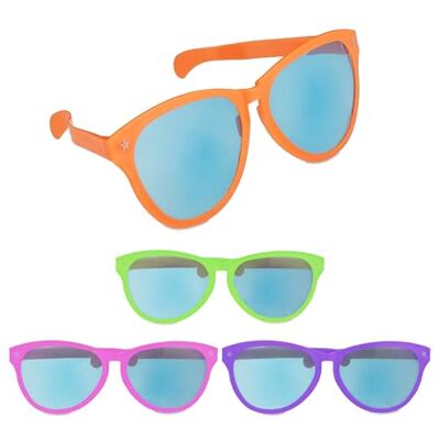 Relaxdays Set van 4 reuzenbrillen van kunststof voor feest, carnaval en festival, blauwe glazen, meerkleurig Relaxdays Set van 4 reuzenbrillen van kunststof voor feest, carnaval en festival, blauwe glazen, meerkleurig
